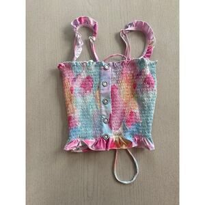 RAD Swim Crop Top Swimsuit Top Rainbow Pastel Watercolor Corset Top (T)